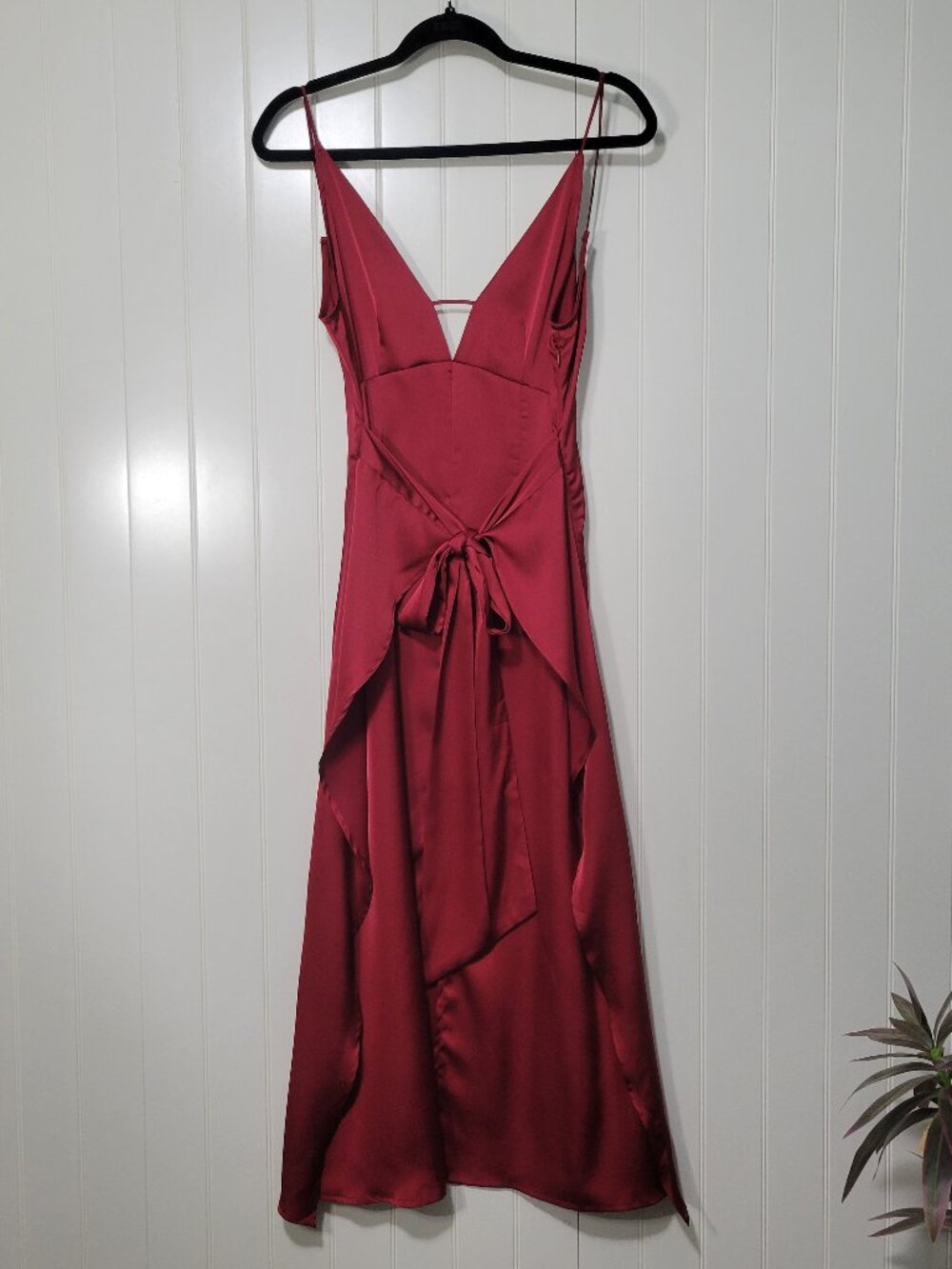 Amylynn Crimson Satin Tie Waist Dark Romantic Vamp Goth Indie Sleaze Midi Dress - Picture 5 of 16